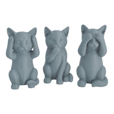 3D-gedruckte Katzenfigur Kätzchen Hören Sprechen Sehen Kein Böses Statue Miniatur Katzenornament Geschenk für Katzenliebhaber zur Schreibtisch-, Regal-, Schrankdekoration