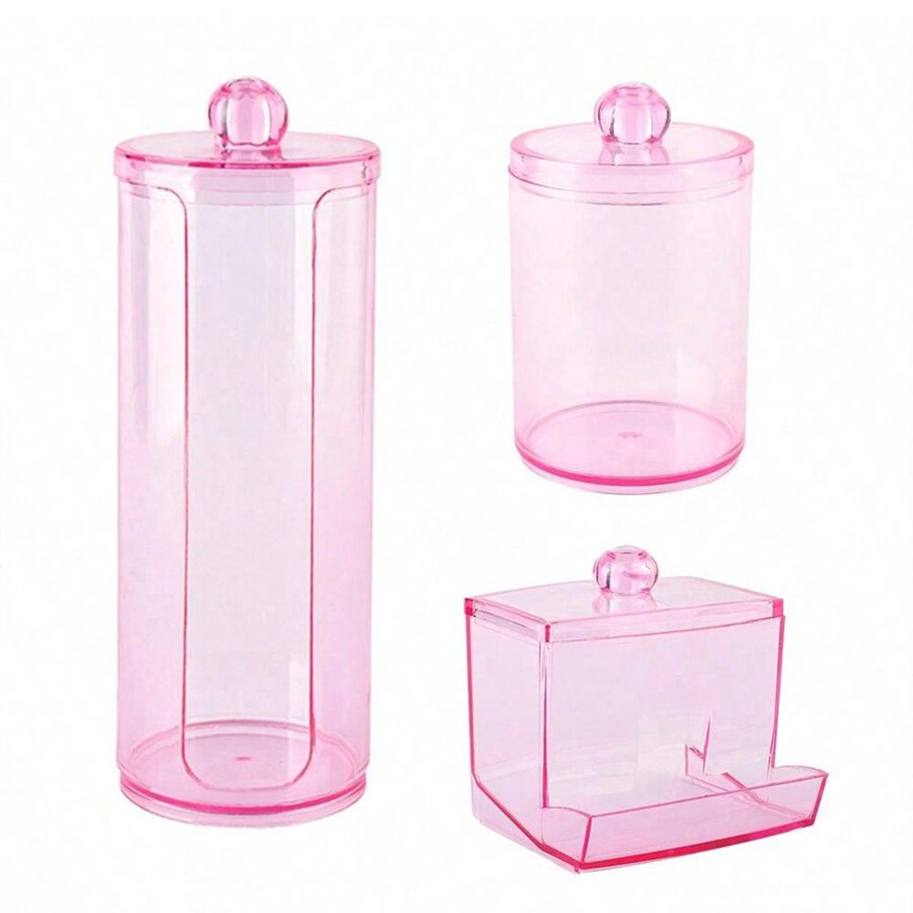 3 Stück Wattestäbchenhalter Badezimmerbehälter, Baumwollbausch-/Wattestäbchen-Spender, Apothekerglas mit Deckeln für Organizer und Aufbewahrungsbox