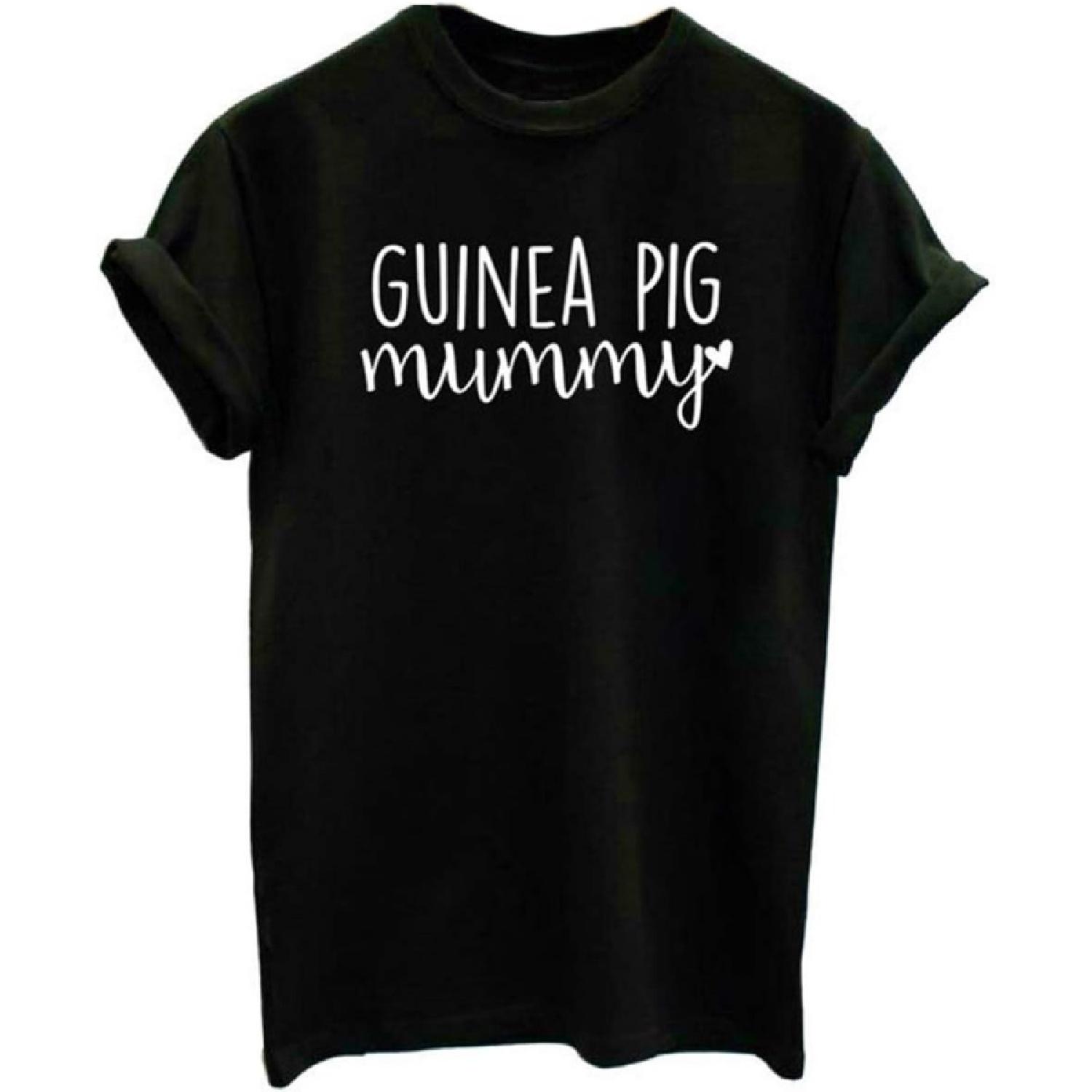 GUINEA PIG MUMMY T-shirt Women Short Sleeve Letter Print Tees Streetwear S