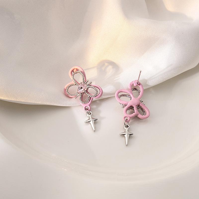 Stylish Butterfly Hollow-out Earrings In Pink for Beach Vacation