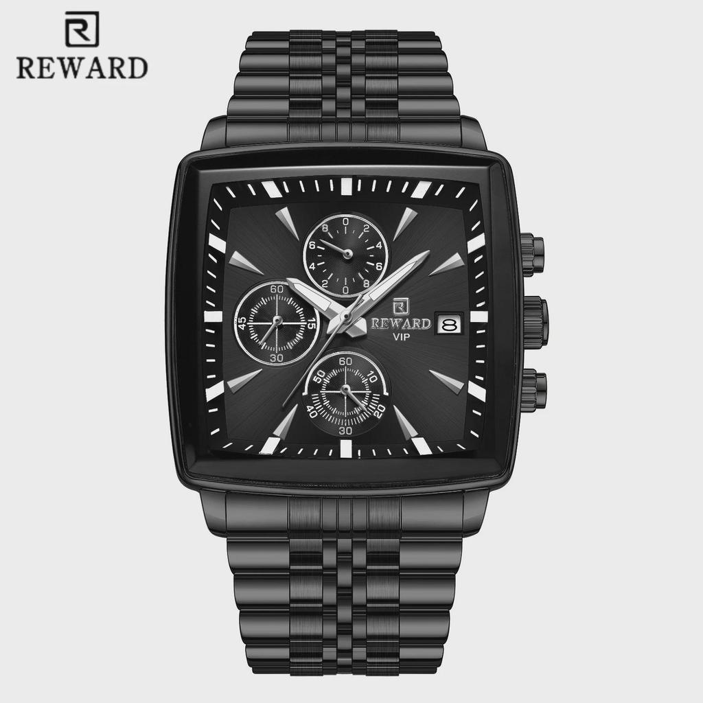 Fashion Square Quartz Watch Men's Luxury Steel Strip Business Date Chronograph Watches