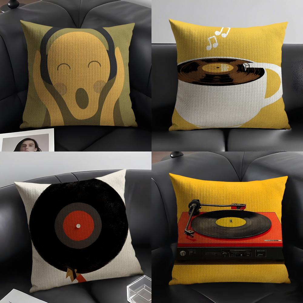 2 Eenvoudige Stijlvolle Muziekplaat Ontwerp Kussensloop Huis Woonkamer Decoratie Linnen Kussensloop Kussenslopen Kussenhoes