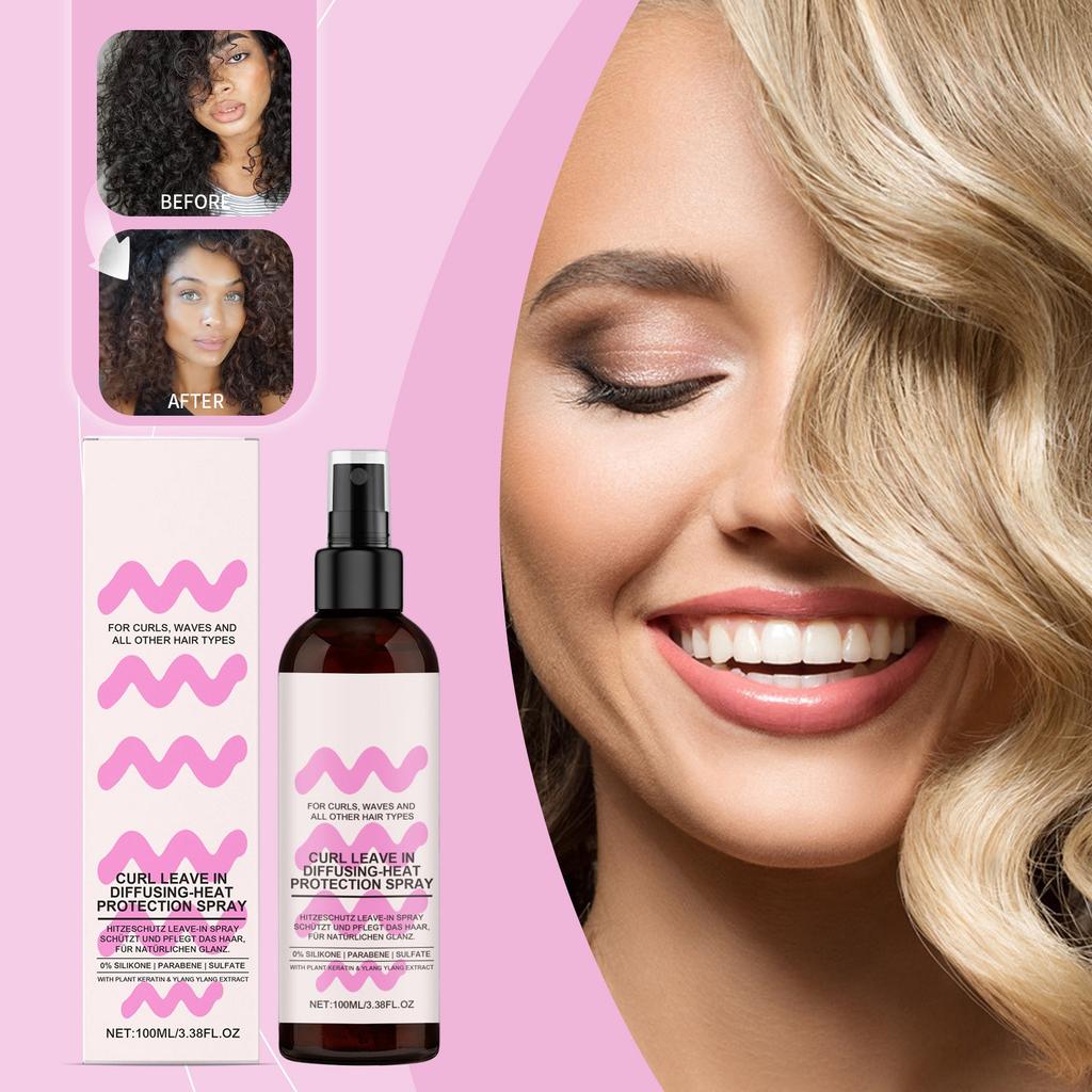 Sprej na kudrnaté vlasy vyživuje, chrání a natočuje vlasy, pomáhá tvarovat kudrnaté vlasy a vytvářet módní vzhled, 100 ml