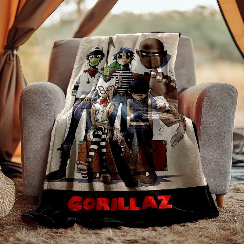 Gorillaz Flannel Blanket Soft Warm All-Season Throw, Design for Camping, Car Travel, Hiking Sofa, Bed, Office Perfect Gift for Parties