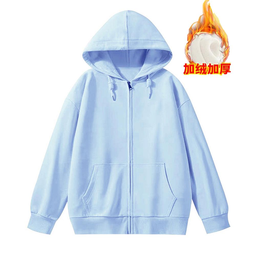 Women's Hood Collar Long Sleeve Zip Up Hoodie Loose Fit Minimalist Sweatshirt Jacket