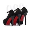 Women Sexy Nightclub Waterproof Platform High Heels Suede Round Toe Strap Sandals