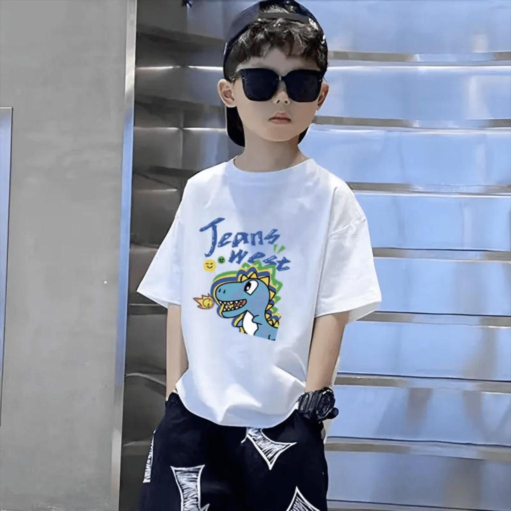 Boys' Trendy Korean Style Pure Cotton Short-Sleeve T-Shirt – Summer Clothing for Middle & Large Children