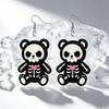 Lightweight Acrylic Earrings 1 Pair Halloween Dangle for Women, 2D Cute Edgy Dark Aesthetic Jewelry Skeleton Bear Earrings, Funny Party Holiday