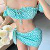 Small polka dot Korean swimsuit for women, high-end sensual and pure ins style girl split bikini three-piece swimsuit