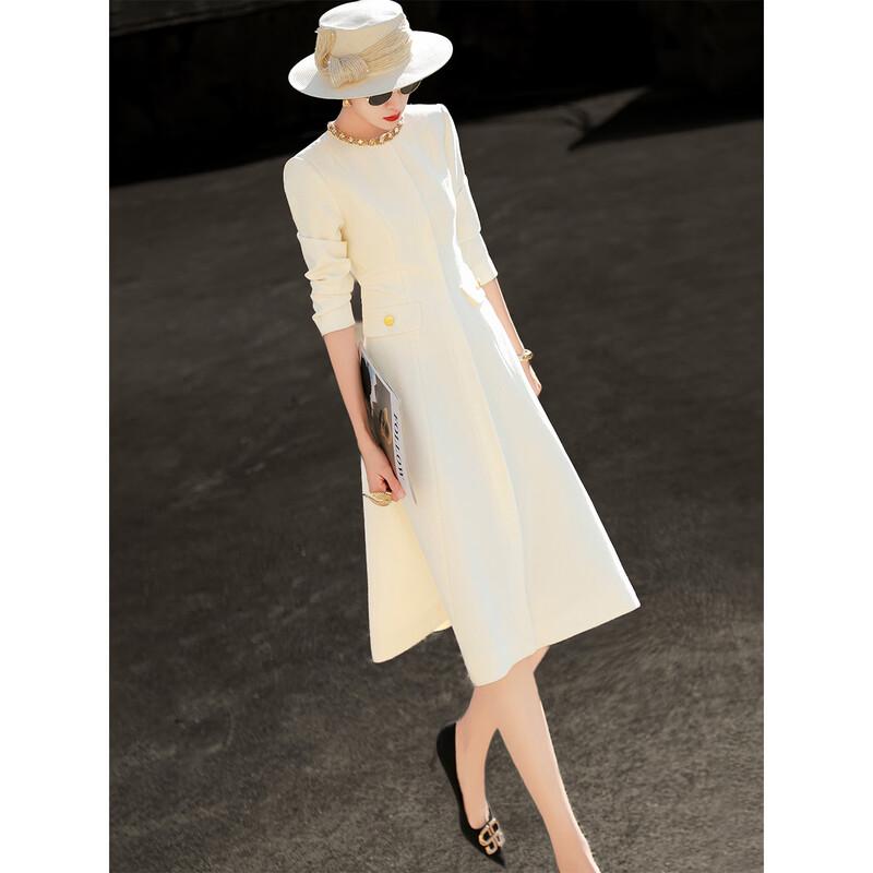 Lan Se Er 2026 Spring Elegant Beaded A-Line Midi Dress