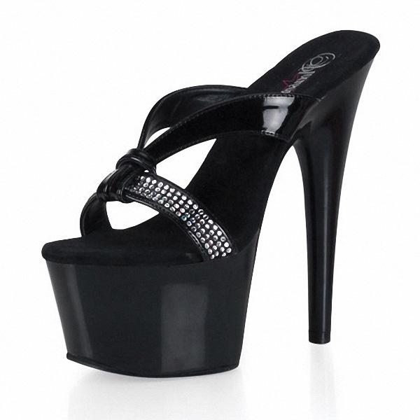 

17 см каблук кристалл ребра горный хрусталь цепочка искусство фотография повседневные крутые тапочки 46 чёрный