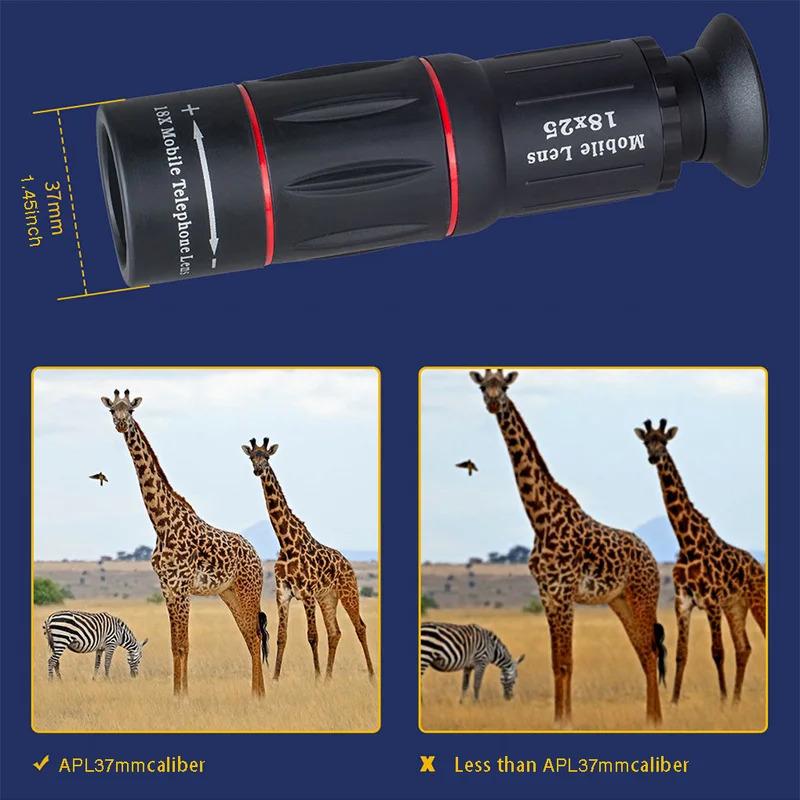 18X25 Obiektyw Teleobiektyw Długoogniskowy do Telefonu Komórkowego Artefakt do Fotografowania Koncertów Zewnętrzny Aparat Monokular Teleskop HD
