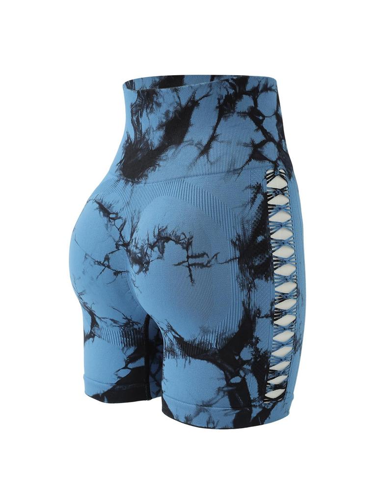 Cross-Border Tie-Dye Hip-Lifting Hollow Yoga Leggings: Slim Fit, Sports & Cycling Pants