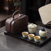 Shangqi Ru Kiln Portable Travel Tea Set - 1 Pot, 3 Cups with Gift Box