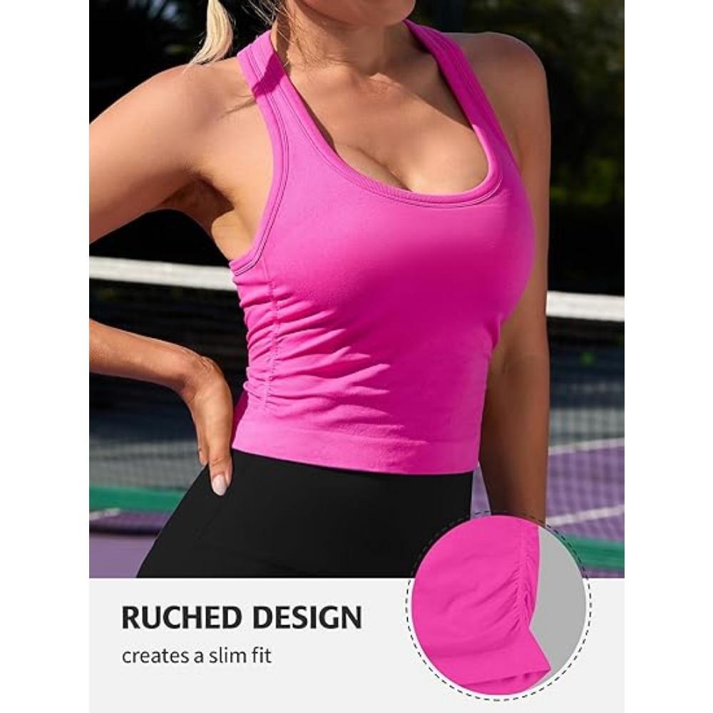 CHARMLEAKS Ostrihané cvičebné topy pre ženy Nohavé tielka s úzkym bokom všité do podprsenky Athletic Yoga Gym Top