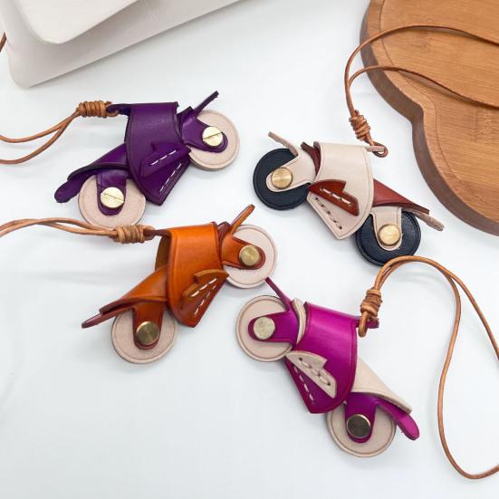 Motorcycle Bag Pendant Faux Leather Mini Motorcycle Backpack Charm Handmade Decorative Keychain Charm Gift