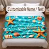 Fish Ocean Theme Soft Blanket Personalized Custom Name Text Print Warm Blanket Home Sofa Bedroom Decor