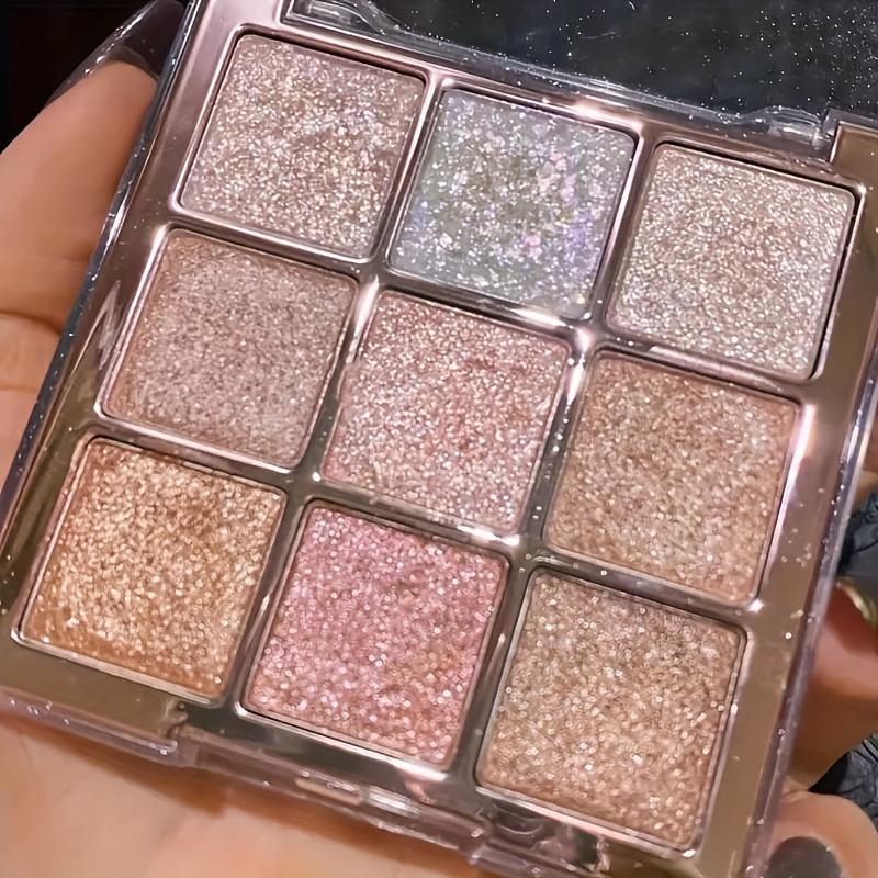 9-Color Shimmering Eyeshadow Palette | Plant-Based Squalane, Mixed Color System, Matte & Metallic Finish - Versatile for Daily & Party Looks