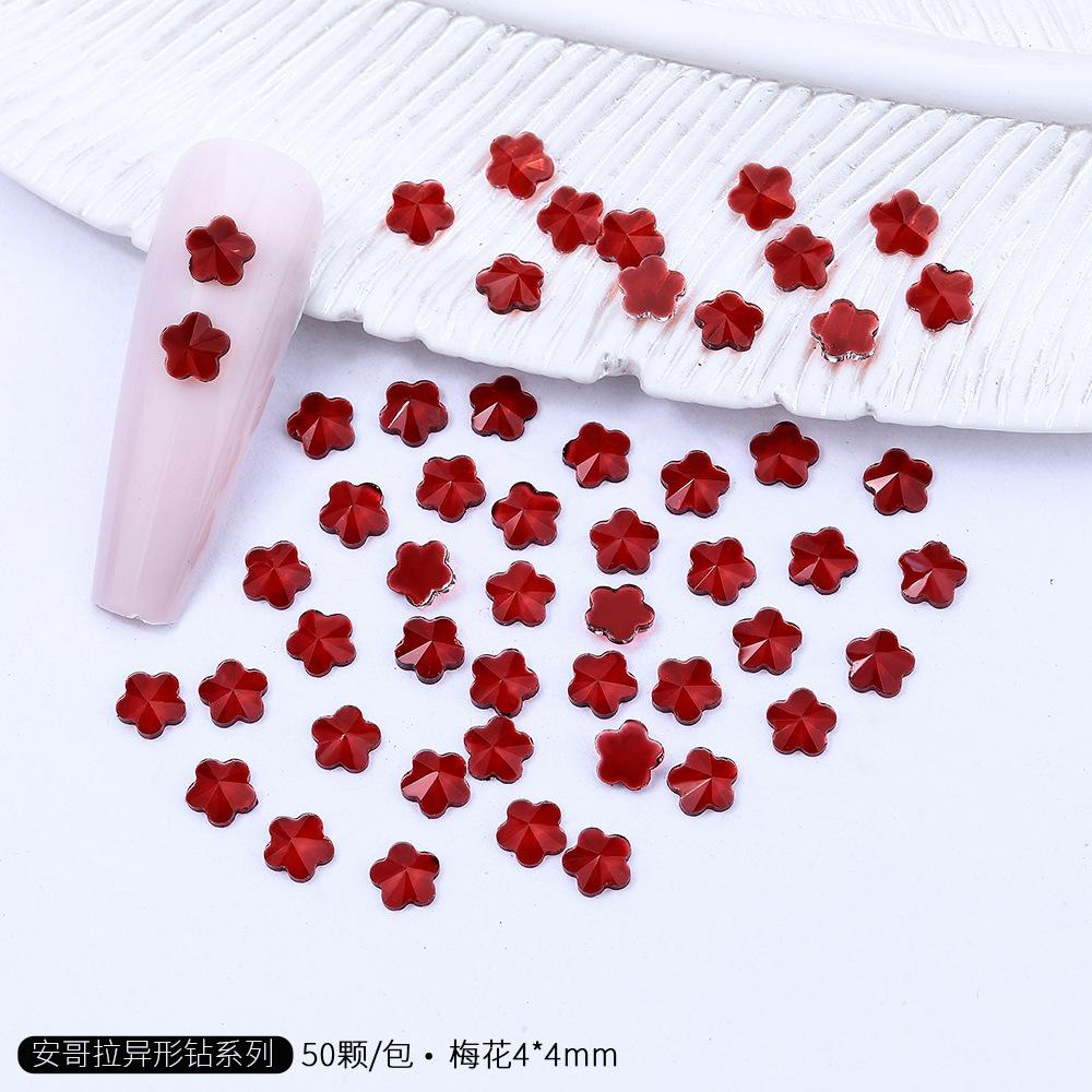 Angora Czerwony Mini Mały Płaskodenne Specjalny Kształt Diament Angora Czerwony Nowy Rok Boże Narodzenie K9 Nail Art Diamentowa Ozdoba