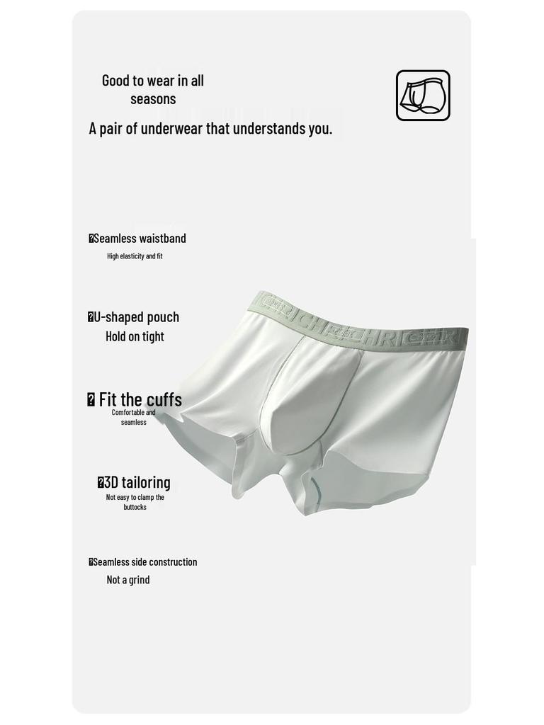 Lenzing Modal Men's Seamless Mid-Rise Boxer Briefs with Antibacterial Crotch, Skin-Friendly Fabric, One-Piece Design