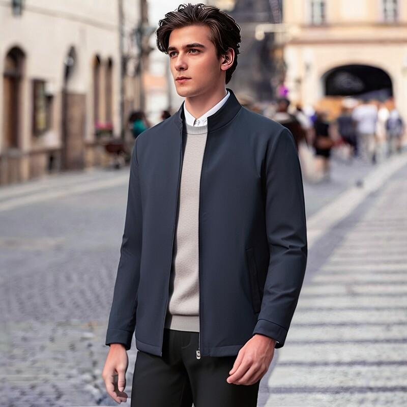 

Middle-aged Men Stand Collar Jacket Business Casual Work Jacket Men Spring and Autumn Thin Middle-aged and Elderly Dad Spring Top 4XL