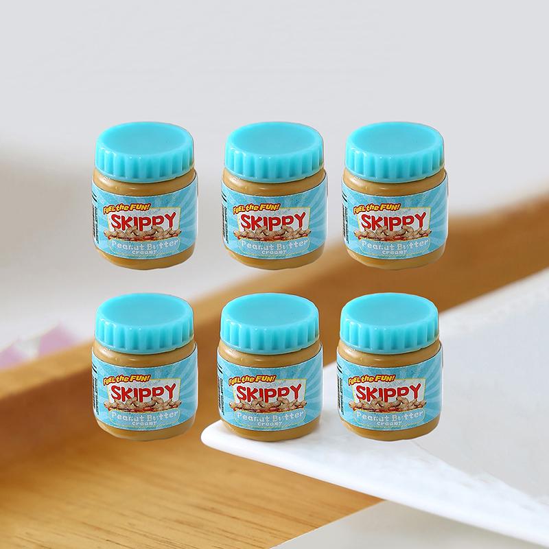 

6 шт. Миниатюрный кукольный домик Симуляция Модель арахисовой пасты Декор Игрушка для кукольных аксессуаров Модель игрушки Украшение для дома синий