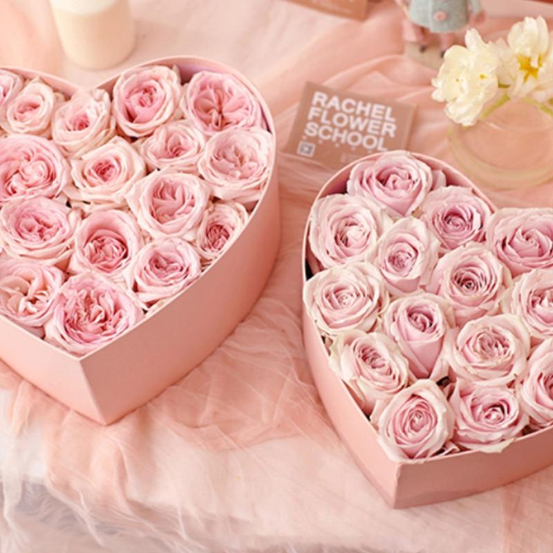 2pcs  Creative Flower Box Heart Shaped Hot Stamping Paper Florist Packaging Rose Gift Case for Anniversary Party Dropshipping