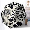 1pc Leopard Floral Automatic Folding Umbrella with 8-Rib Windproof Design, Portable Foldable Sunshade Umbrella For Halloween 009