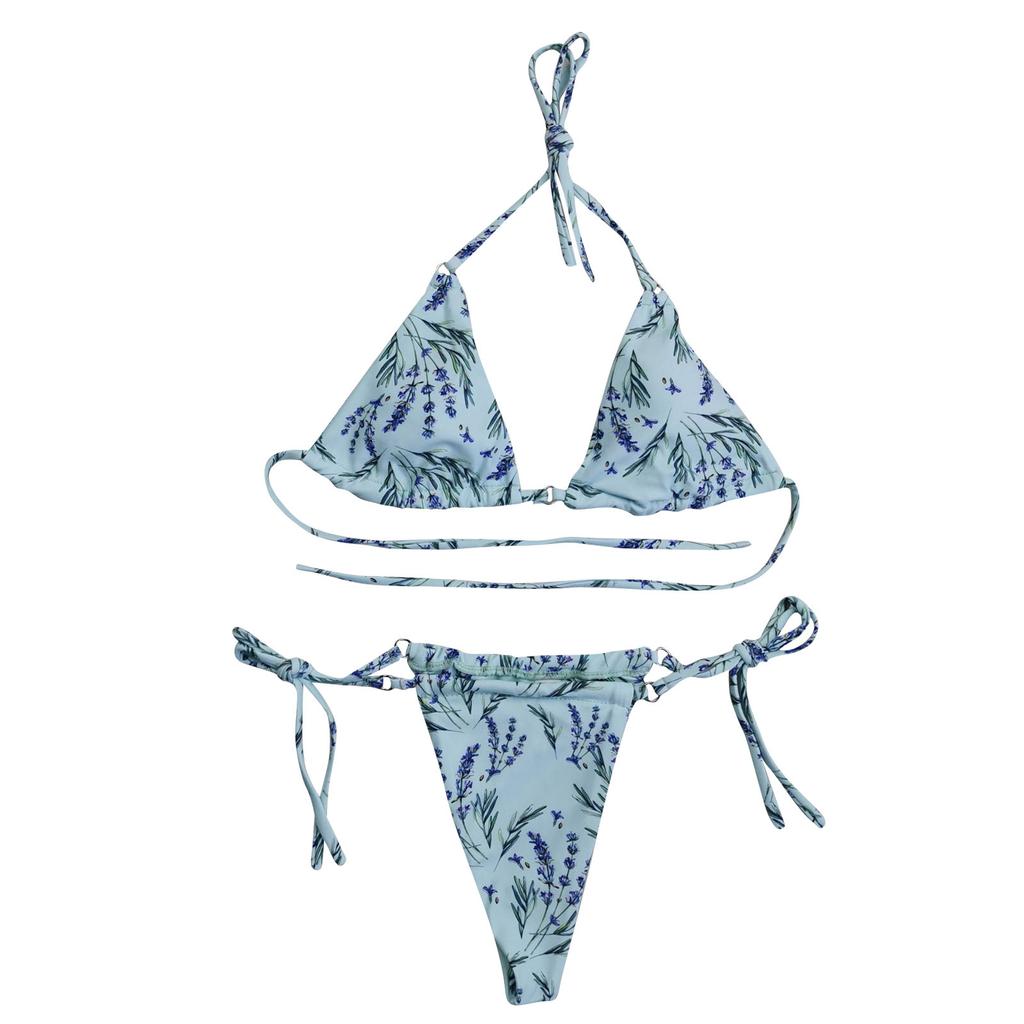 Women Sexy Print Bandage Swimsuit 2 Piece Bathing Suit Bikini Set Split Swimsuit