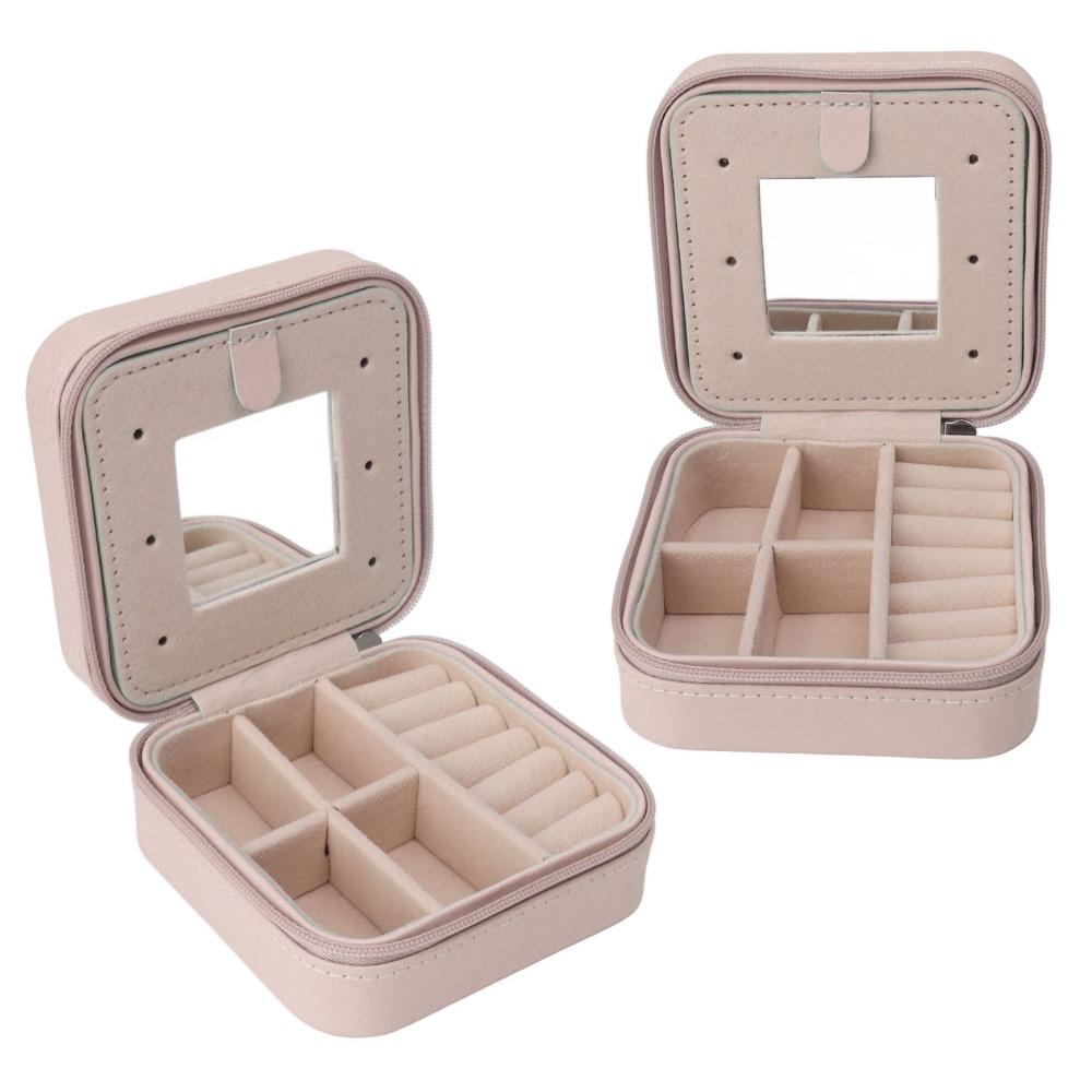 Multifunctional Jewelry Storage Case With Mirror Leather Jewelry Box Portable Elegant Travel Jewelry Case Travel Use