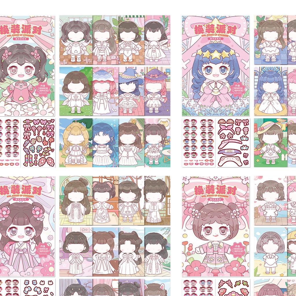 4Pcs Stickers Face Book for Diy Activities Funny Kids Scrapbooking Decorating Collecting