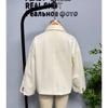 Womens Short Wool Blend Coat Street Style Button Front Shirt Collar Outerwear Fall Winter