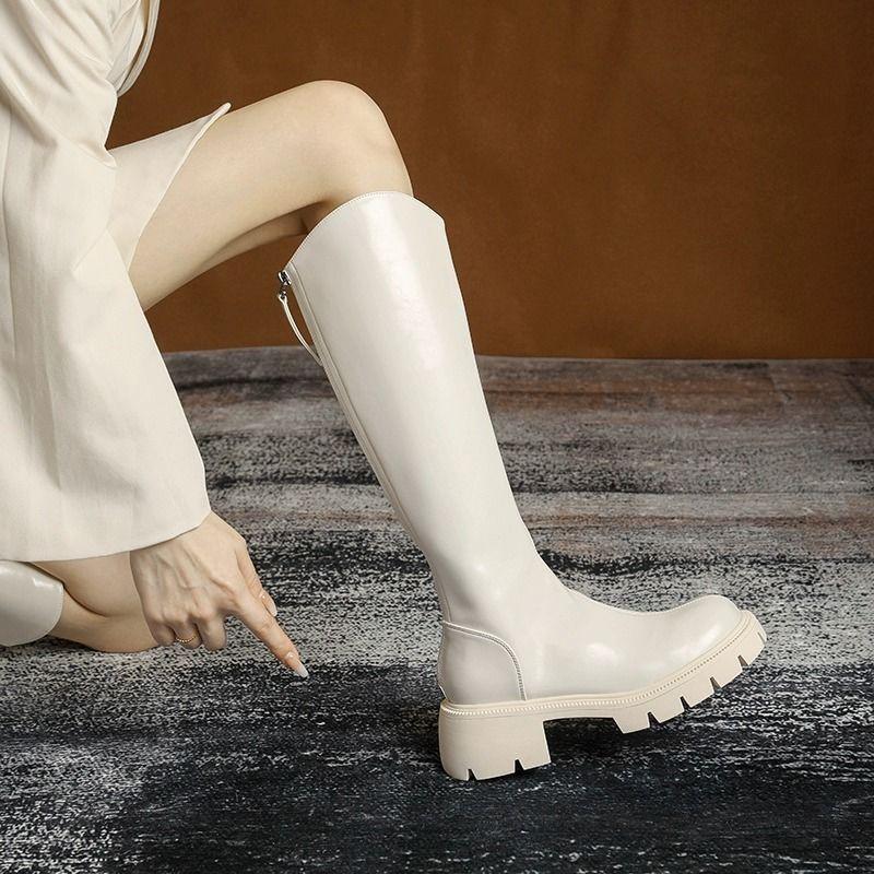 Internet celebrity Martin boots V mouth women 2025 autumn and winter new fashion thick legs thin tall knight boots but knee