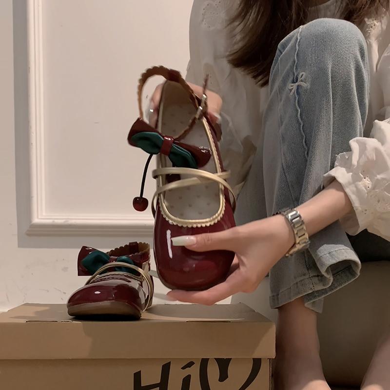 Fashion Ballets Style Flats Women Mary Jane Shoes Fashion Ladies Shallow Butterfly-knot Single Shoes