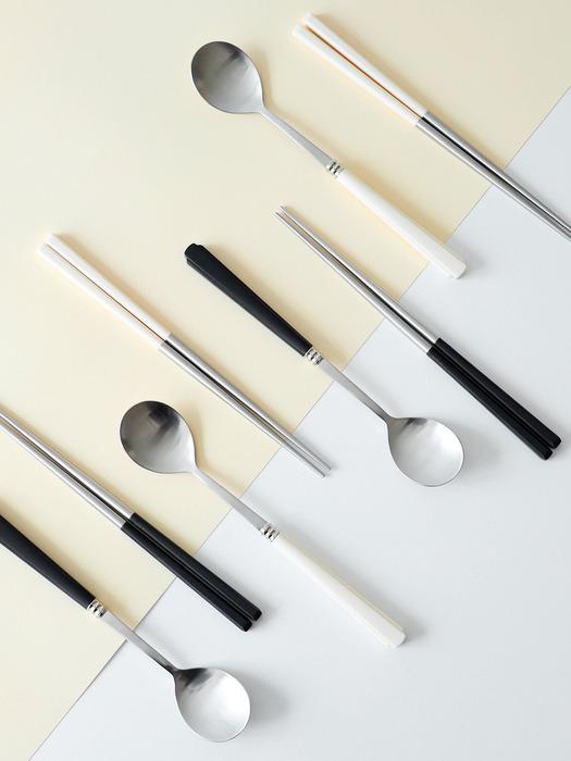 Kamomekitchen [2+2 4-person set] Kamomekitchen Korean-made Verbe cutlery set (4 spoons, 4 chopsticks, urban classic color) Forest Sunset