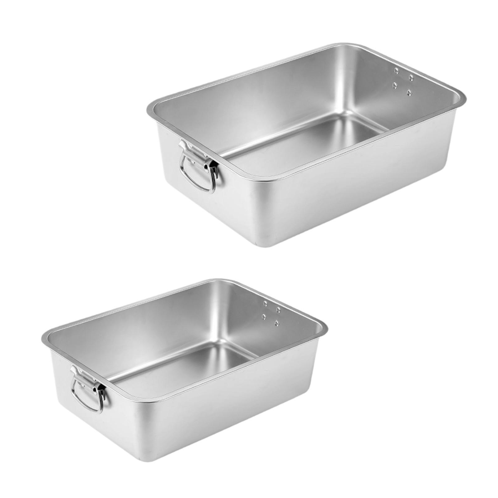 

Open Litter Box Stainless Steel Pet Supplies Splashproof Non Stick with Handles Kitten Litter Pan Cat Sandbox Kitten Toilet S