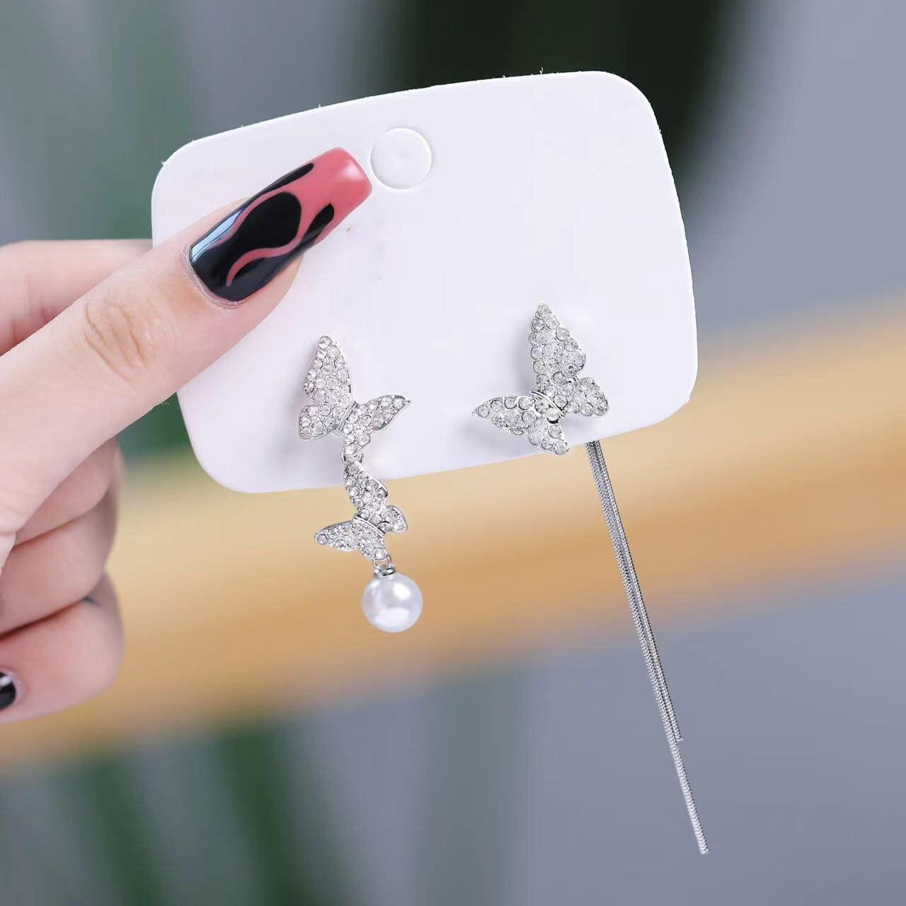 

Pinkdudu модные длинные серьги-капли в холодном стиле с бабочкой, легкие роскошные симметричные серьги с бахромой и бабочкой для женщин PD1494 I