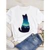Cute cat print women's T-shirt casual short-sleeved blouse summer women's cartoon street wear Y2k clothing
