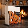 Seasonal Home Accents Halloween Wooden Napkin Holder, Ghost Pumpkin Decorative Tabletop Tissue Dispenser, Gift for Paper Storage Organizer Holiday