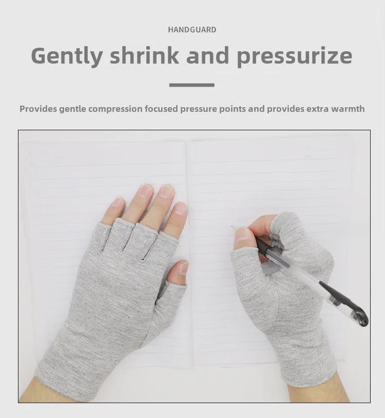 Light Gray Bamboo Charcoal Compression Cycling Gloves - Non-Slip, Joint Protection, Ideal for Sports & Fitness