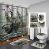 Ocean Monster Octopus Print Shower Curtain Set Waterproof Bathroom Curtain Set With Rugs Toilet Cover Mat For Bathroom Decor