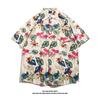 Hong Kong style short-sleeve shirt for men and women, couple's style, loose-fitting summer Hawaiian beach floral shirt