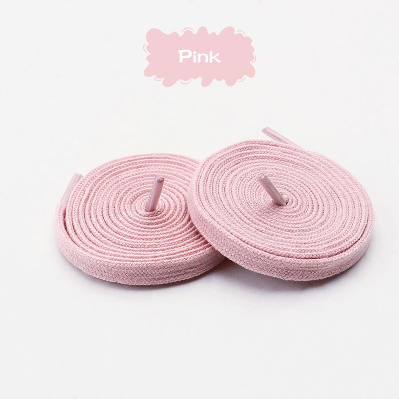 1 Paar Klassieke Pure Katoenen Platte Schoenveters 0,8 cm Breedte Sport Canvas Veters voor Mannen en Vrouwen - 100/120/140/160 cm Lengte Opties 100cm lichtroze kleur