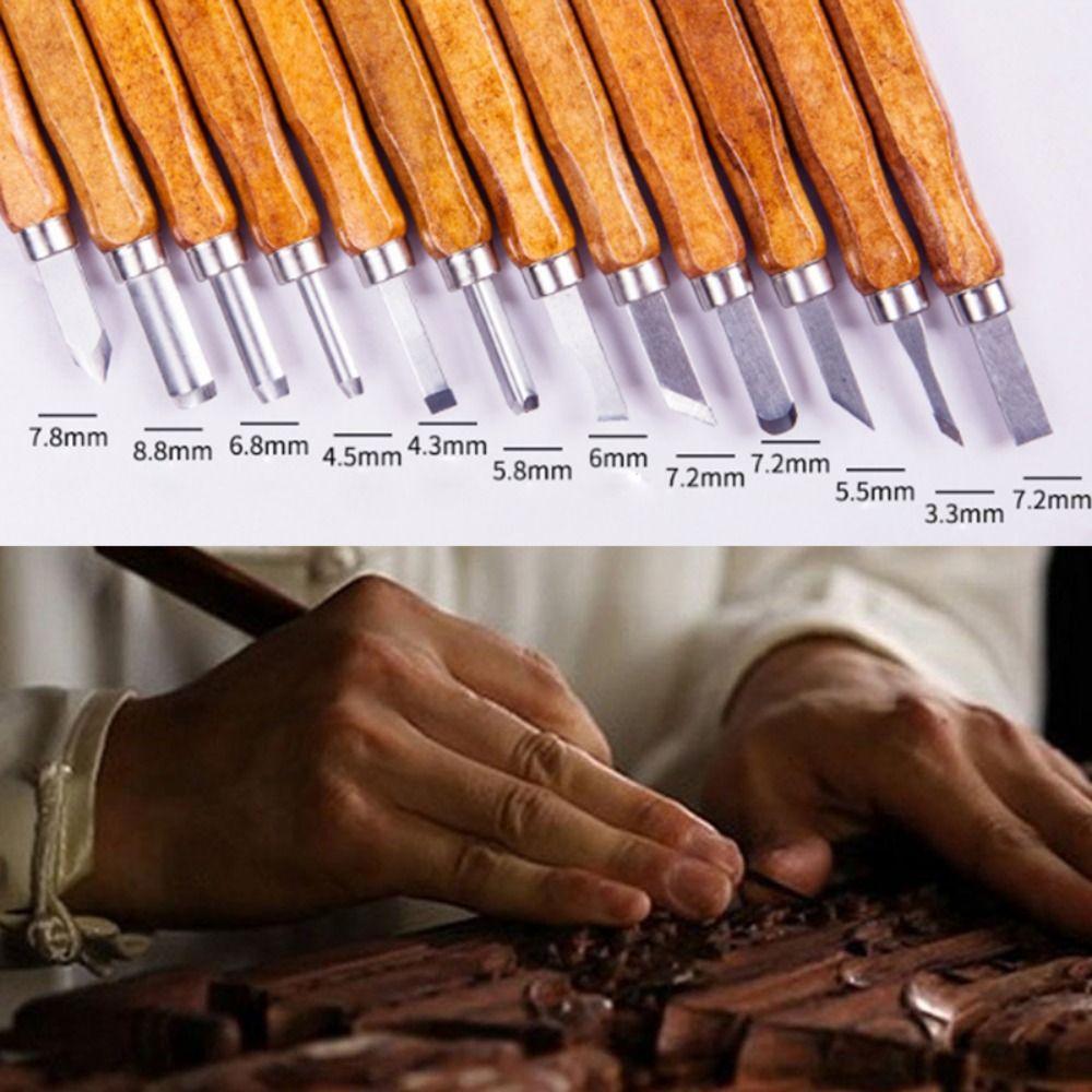 12Pcs/set Craft 12 Piece Olive Kernel Carving Set Creative DIY Hand Carving Tools  Woodworkers