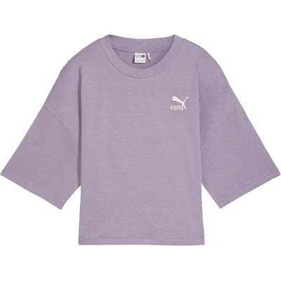T-shirt Casual de Algodão Macio Confortável de Manga Curta Dopamina Feminina Tops Roxo-Claro 626996-30