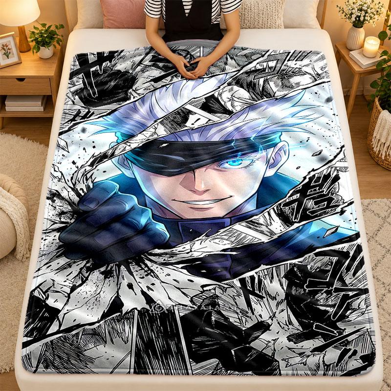 Flanell-DeckeJujutsu Kaisen Warme Weiche Überwurfdecke für den Innenbereich Sofa Bett Wohnzimmergebrauch