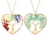 Color-Preserving Gold Hand-Wound Crystal Gravel Peach Heart Tree Of Life Necklace Heart-Shaped Pendant N55