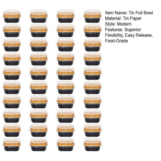 40Pcs Mini Cake Pans with Lids Tin Foil Bowls Food Grade Disposable Baking Containers Food Storage Foil Containers Versatile Cooking Bowls