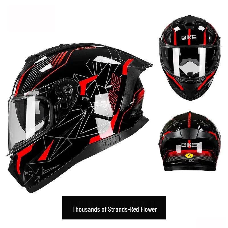 Unisex Double Lens Full Face Motorcycle Helmet with Large Tail Wing