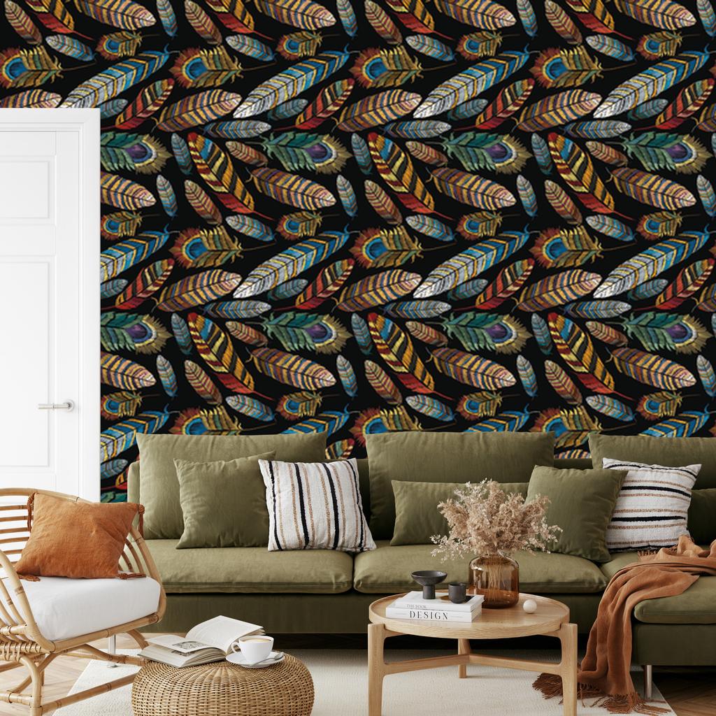 Feathers wallpaper for living room and bedroom 50x1000